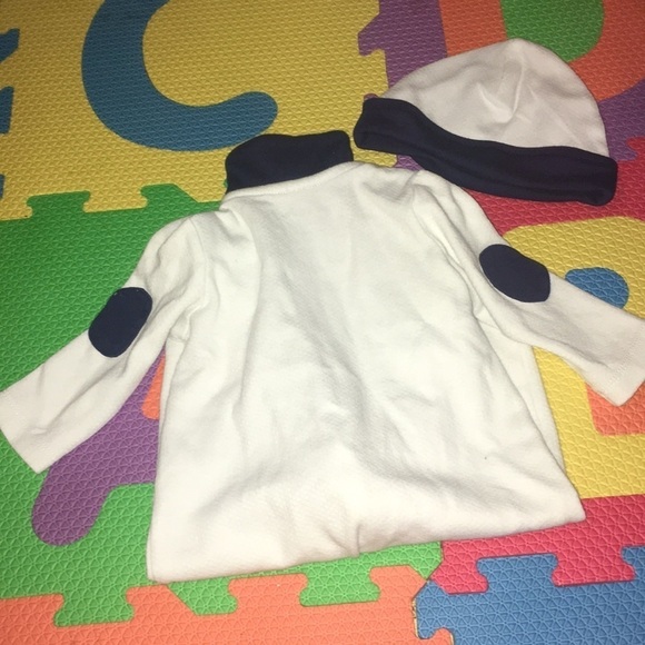 Little sailor infant Pajama Set with hat Sz 9 months old unisex romper one piece - Picture 3 of 5